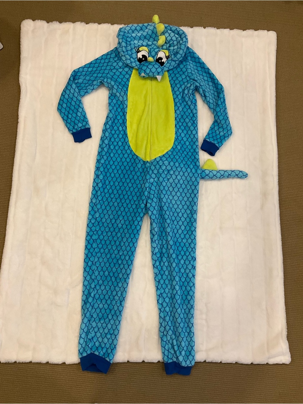 Secret Treasures Blue and Lime Plush Dragon Onesie